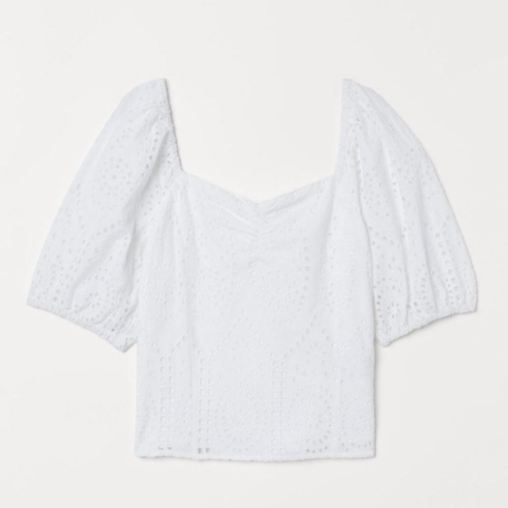 H&M Eyelet embroidered white blouse Size S